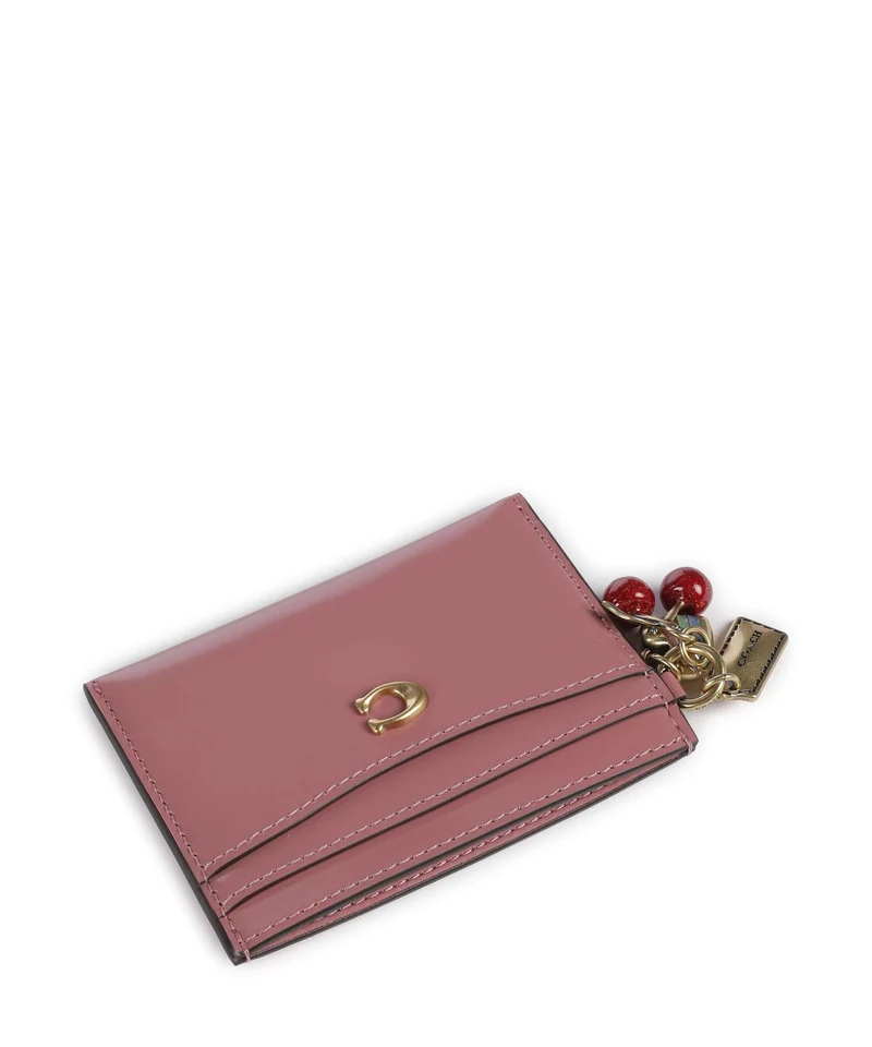 Coach Essential Spazzolato Étui à cartes crédit peony