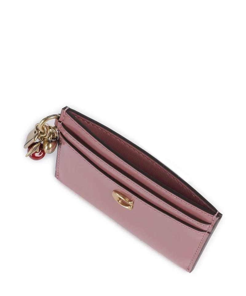 Coach Essential Spazzolato Étui à cartes crédit peony