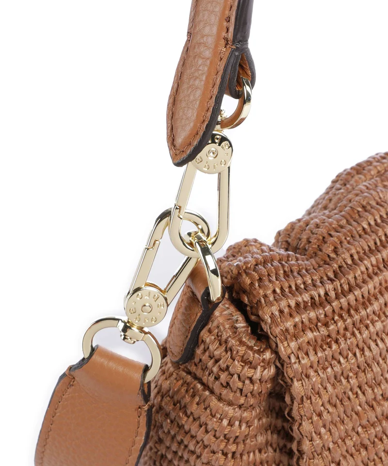 Abro Raffia Classica Temi Medium Sac porté épaule caramel/cognac