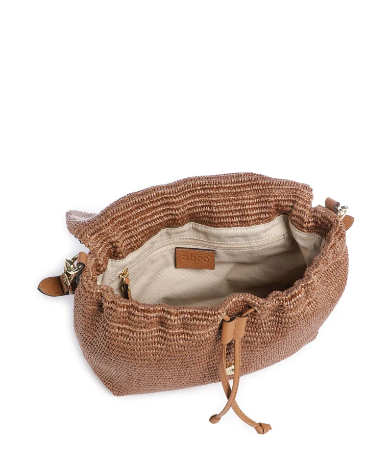 Abro Raffia Classica Temi Medium Sac porté épaule caramel/cognac