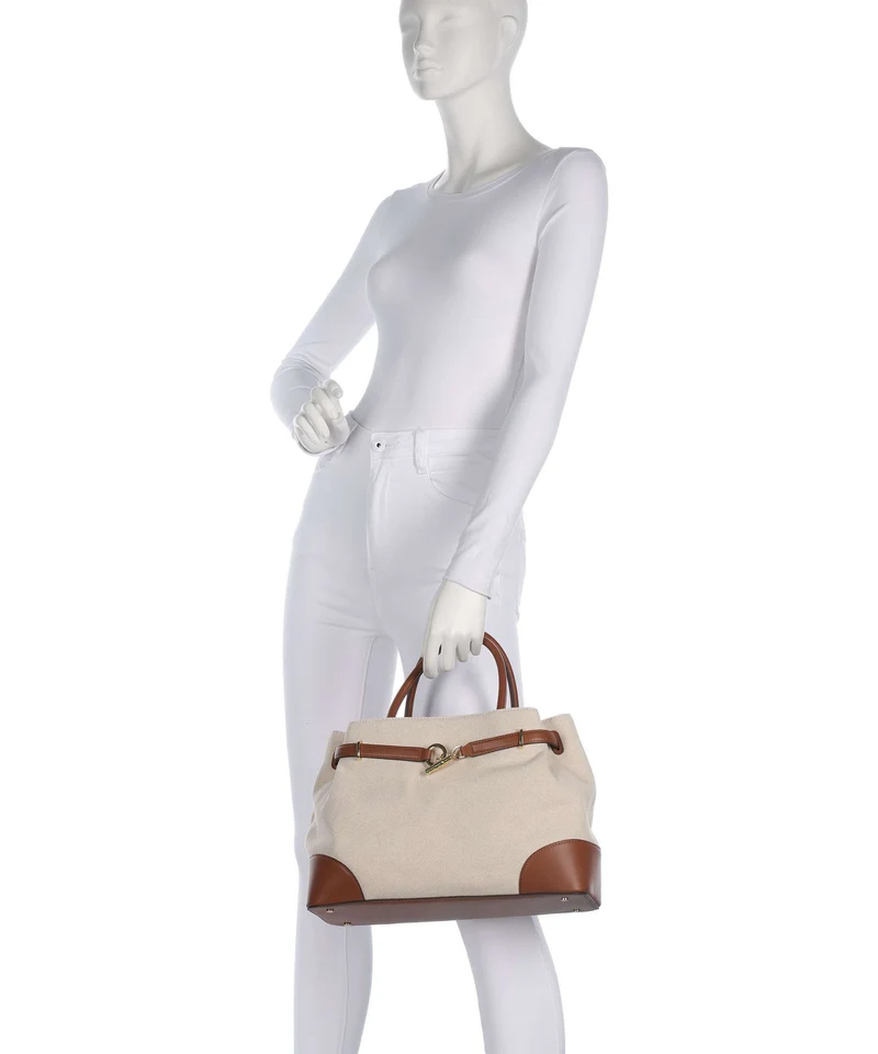 Lauren Ralph Lauren Blaike Large Sac à main natural/buff canvas/lauren tan