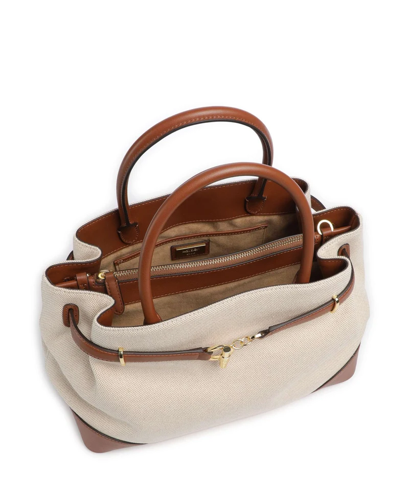 Lauren Ralph Lauren Blaike Large Sac à main natural/buff canvas/lauren tan