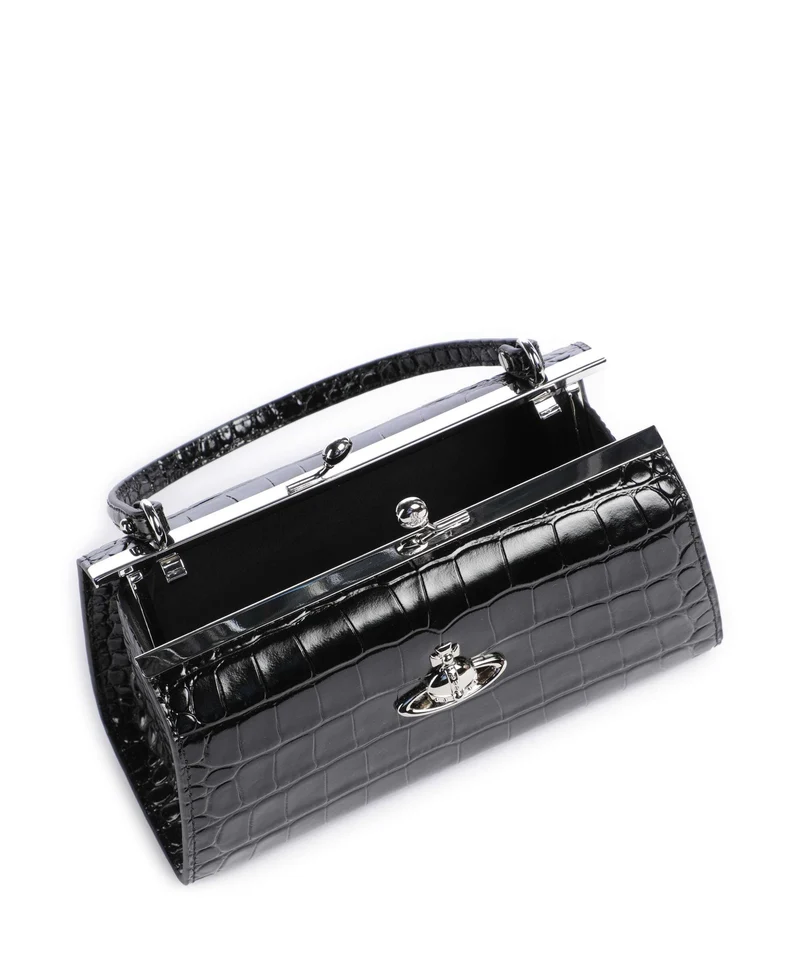 Vivienne Westwood Doll Frame Embossed Croc XL Sac à main black