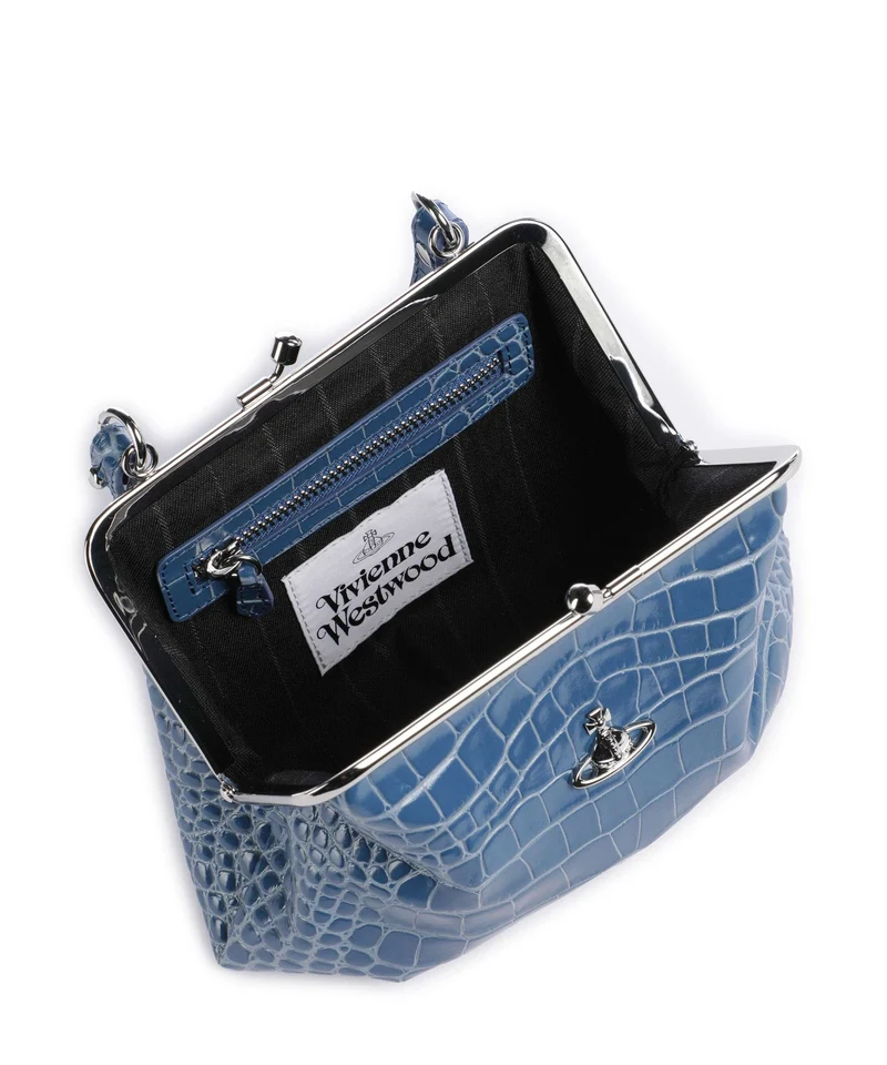 Vivienne Westwood Granny Frame Embossed Croc Sac à main blue