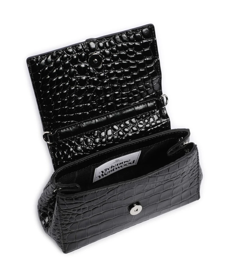 Vivienne Westwood Hazel Embossed Croc Small Sac porté épaule black