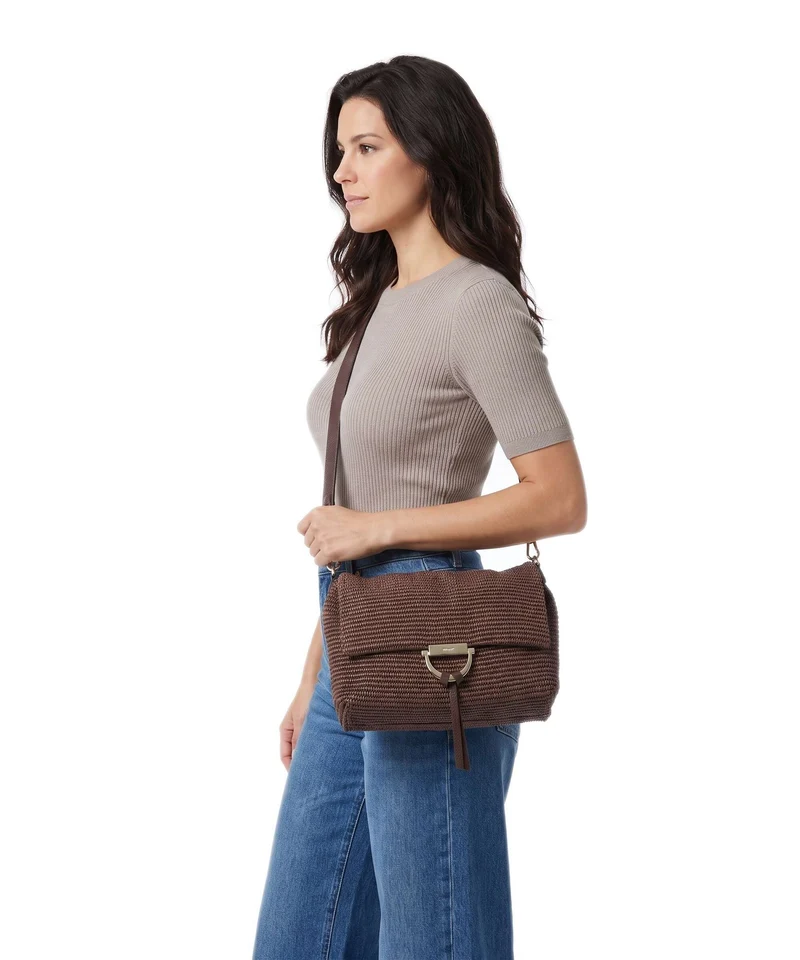Abro Raffia Classica Temi Medium Sac porté épaule wood