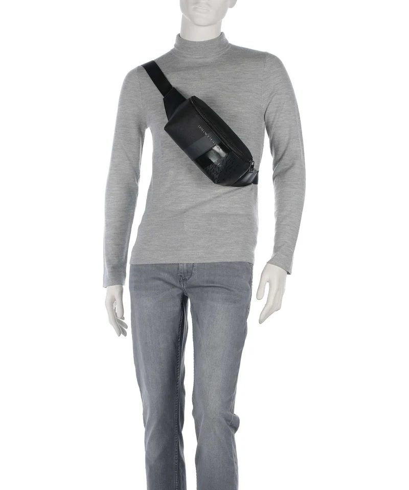 Armani Exchange Dylan Sac banane black/gunmetal/shiny black