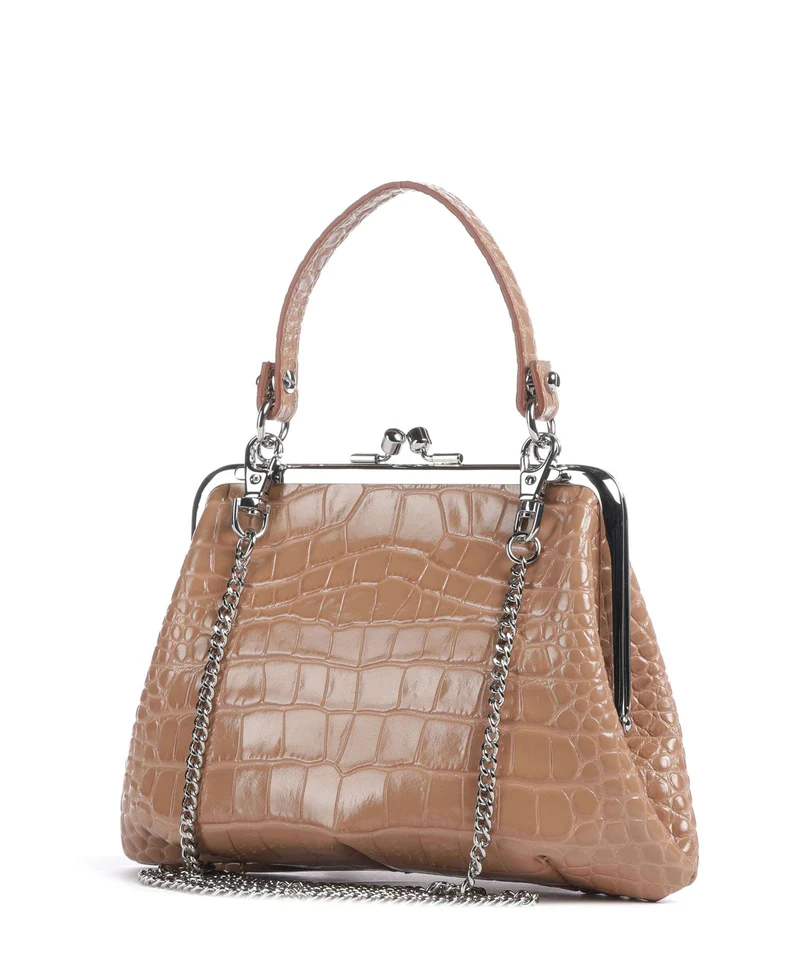 Vivienne Westwood Granny Frame Embossed Croc Sac à main dusty pink
