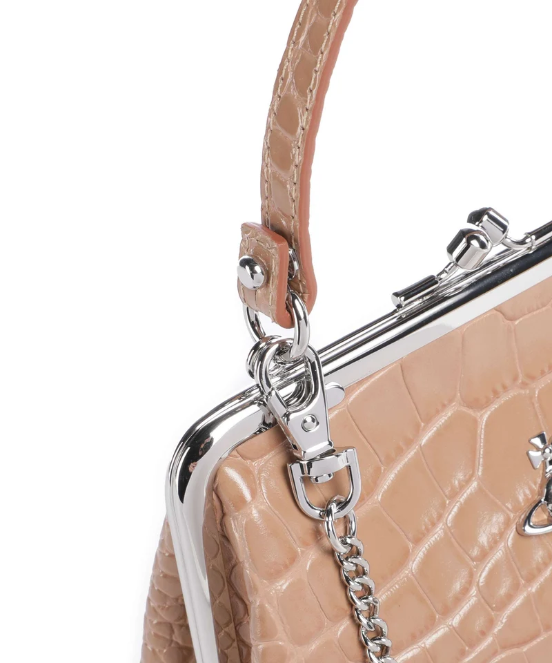 Vivienne Westwood Granny Frame Embossed Croc Sac à main dusty pink