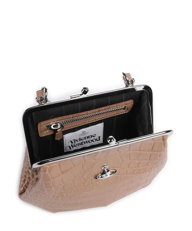 Vivienne Westwood Granny Frame Embossed Croc Sac à main dusty pink