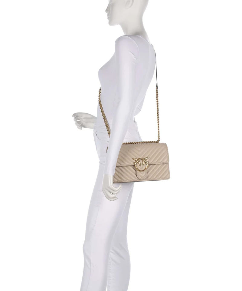 Pinko Love One Classic Sac porté épaule beige/grigio fumo/antique gold