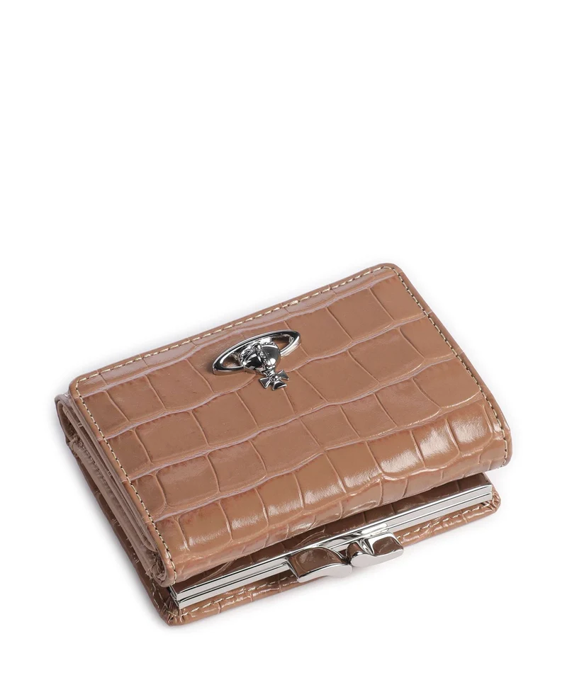 Vivienne Westwood Frame Embossed Croc Small Portefeuille dusty pink