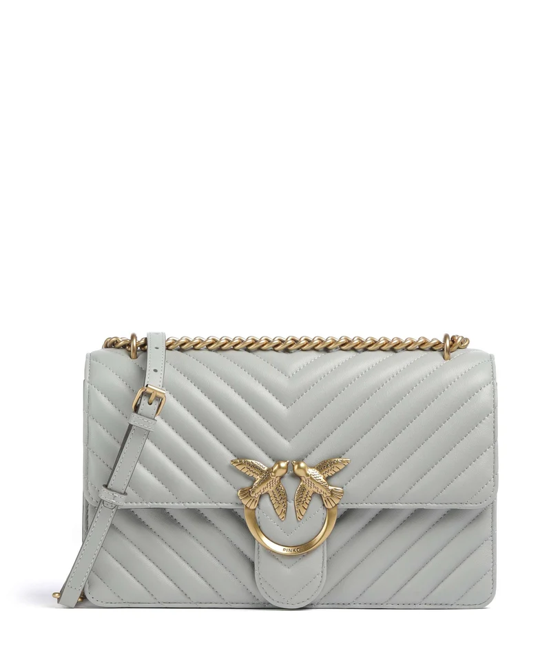 Pinko Love One Classic Sac porté épaule grigio perla/antique gold