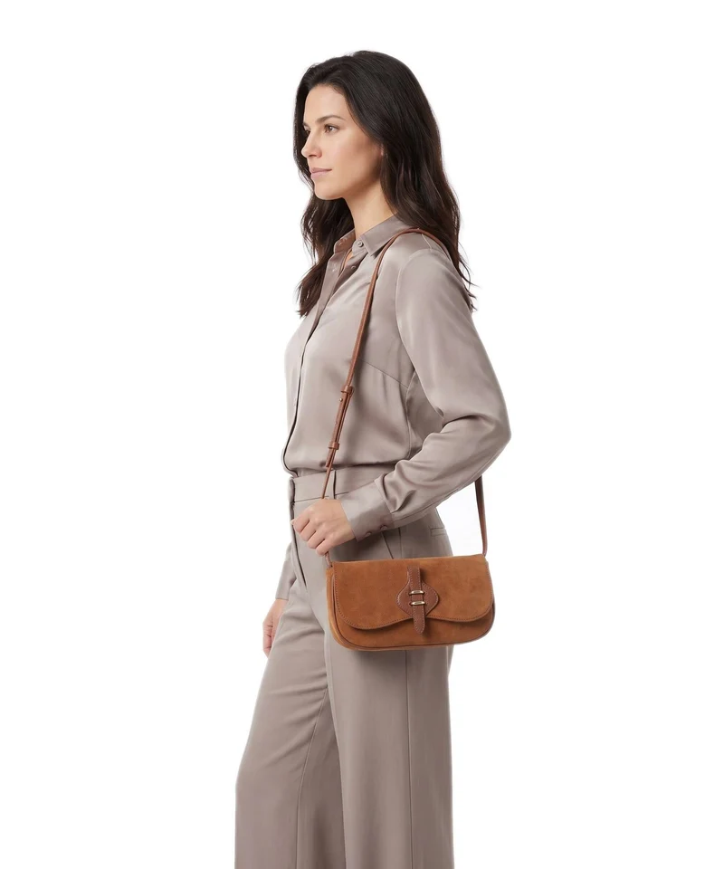 Coccinelle Mavery Suede Sac bandoulière cognac