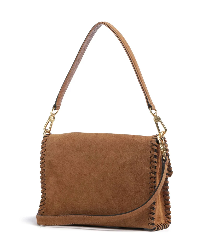 Abro Suede Temi Stitch Sac porté épaule cuoio