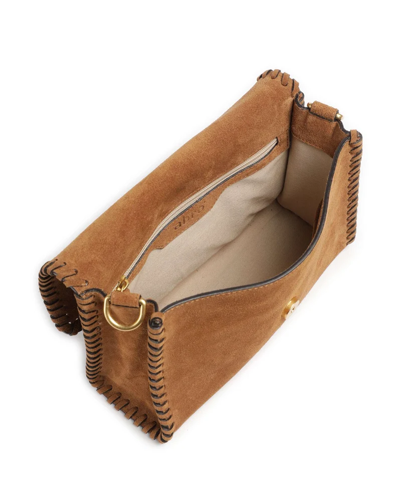 Abro Suede Temi Stitch Sac porté épaule cuoio