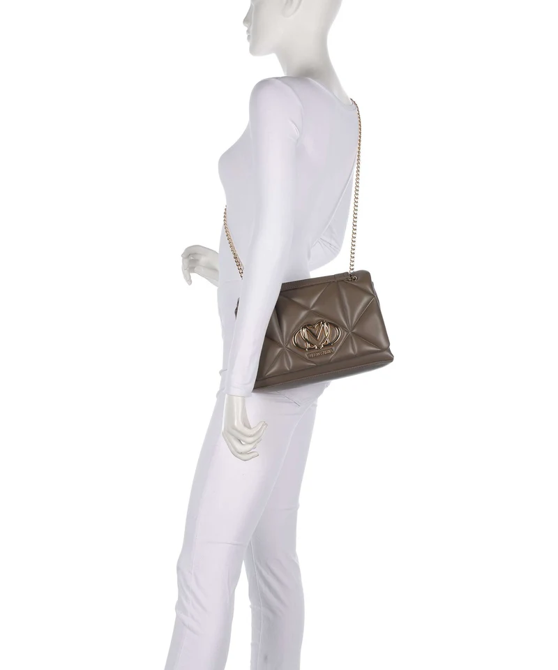 Love Moschino Embossed Q Sac porté épaule mud