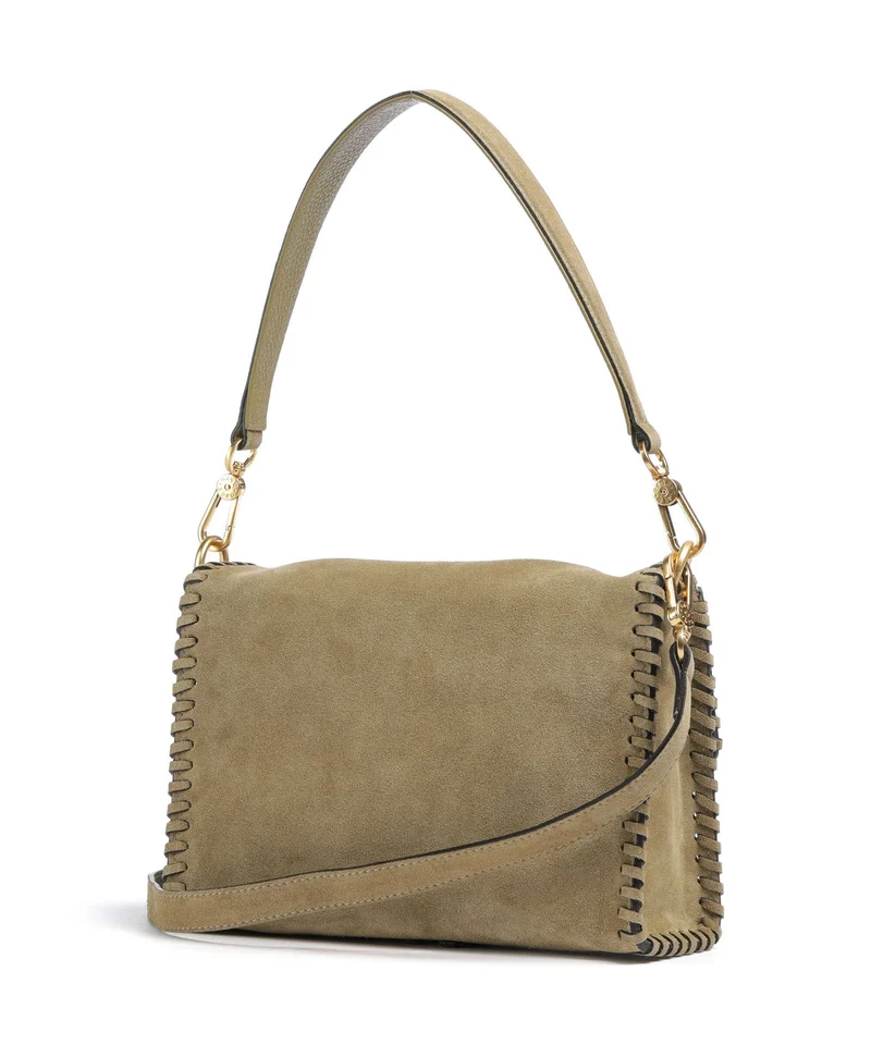 Abro Suede Temi Stitch Sac porté épaule mud