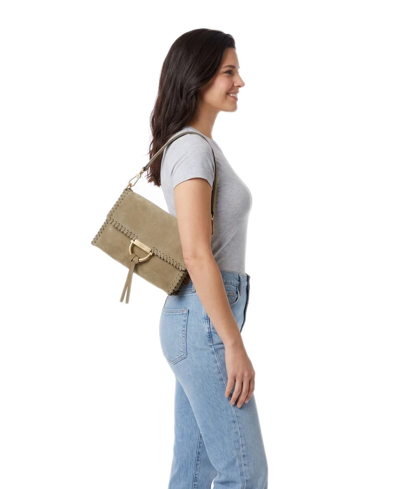 Abro Suede Temi Stitch Sac porté épaule mud