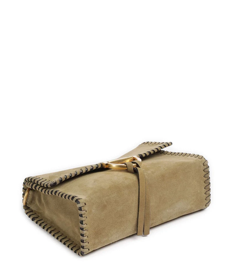 Abro Suede Temi Stitch Sac porté épaule mud