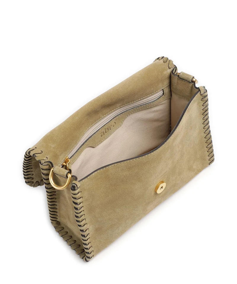 Abro Suede Temi Stitch Sac porté épaule mud