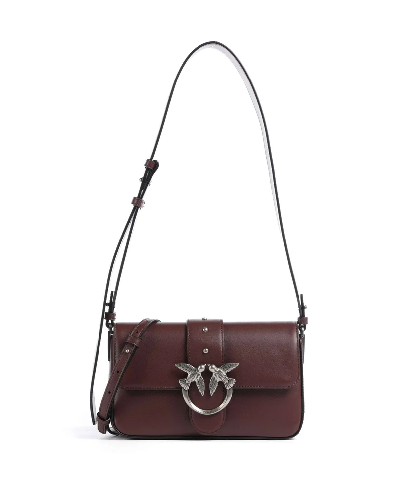Pinko Love One Mini Slouchy Sac porté épaule burgundy wine/old silver