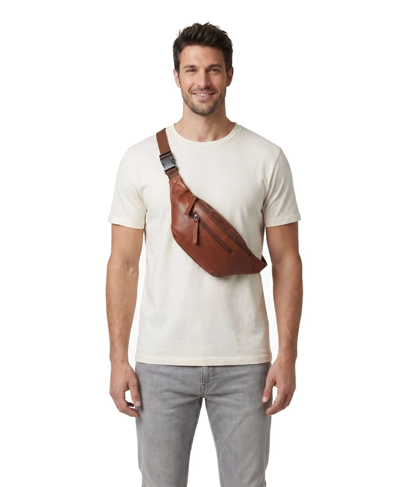 The Chesterfield Brand Wax Pull Up Cow Brana Sac banane cognac