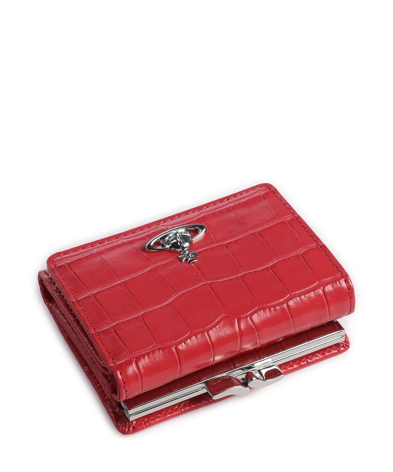 Vivienne Westwood Frame Embossed Croc Small Portefeuille coral