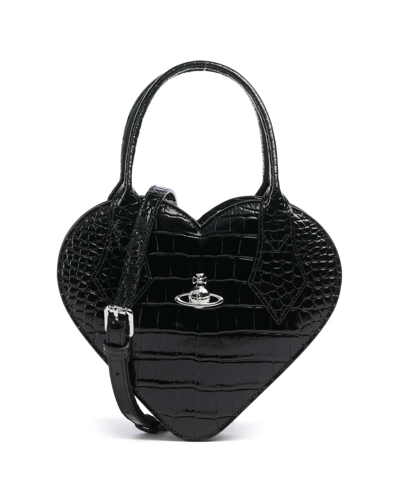 Vivienne Westwood Josephine Heart Embossed Croc Sac à main black
