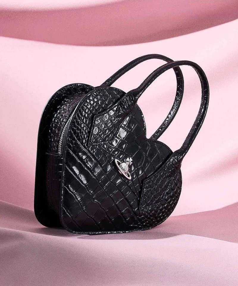 Vivienne Westwood Josephine Heart Embossed Croc Sac à main black