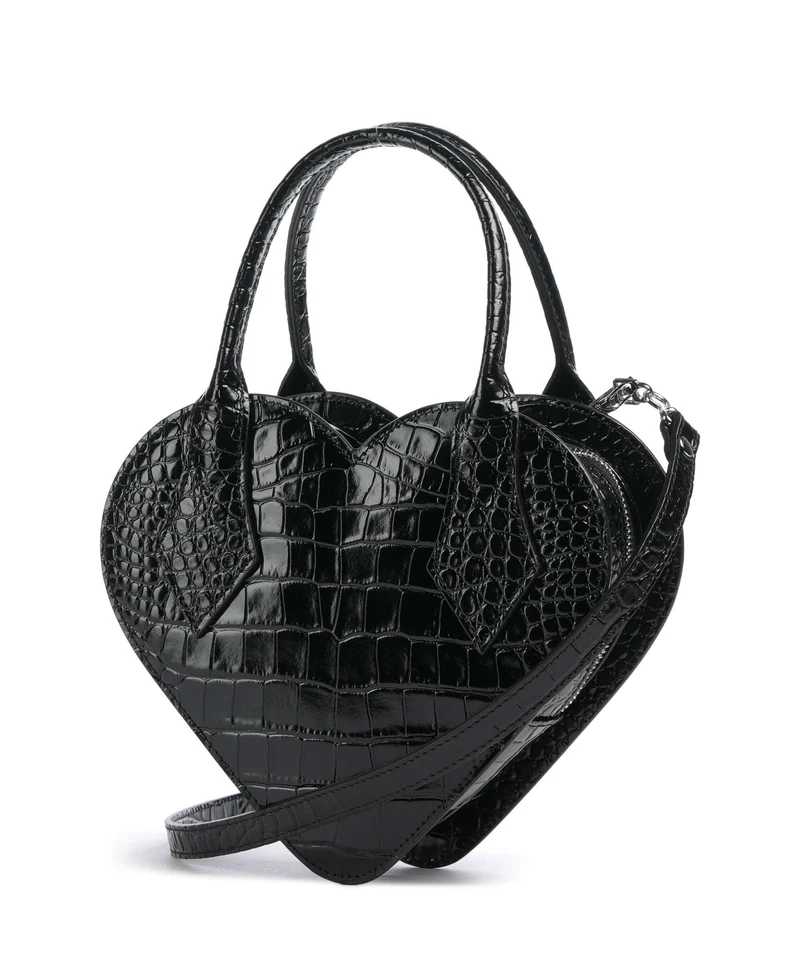Vivienne Westwood Josephine Heart Embossed Croc Sac à main black