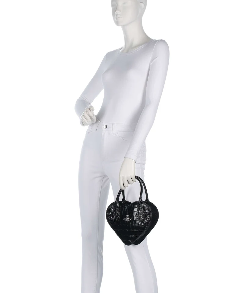 Vivienne Westwood Josephine Heart Embossed Croc Sac à main black