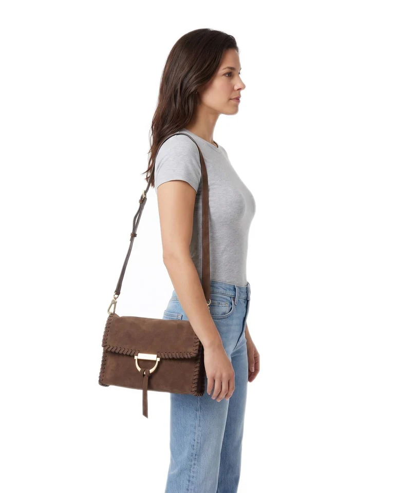 Abro Suede Temi Stitch Sac porté épaule wood