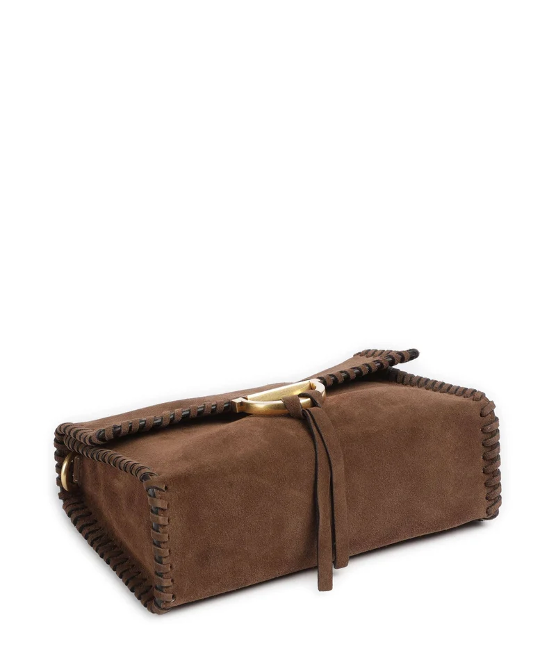 Abro Suede Temi Stitch Sac porté épaule wood