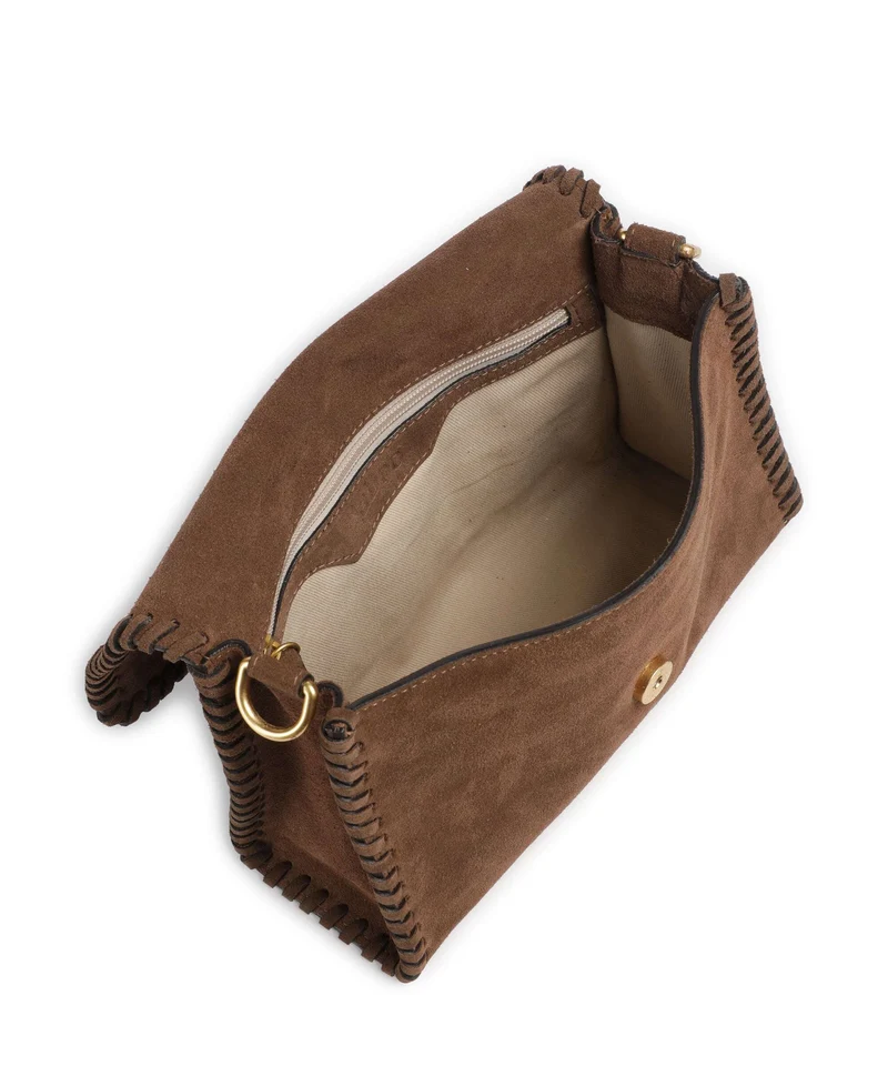 Abro Suede Temi Stitch Sac porté épaule wood