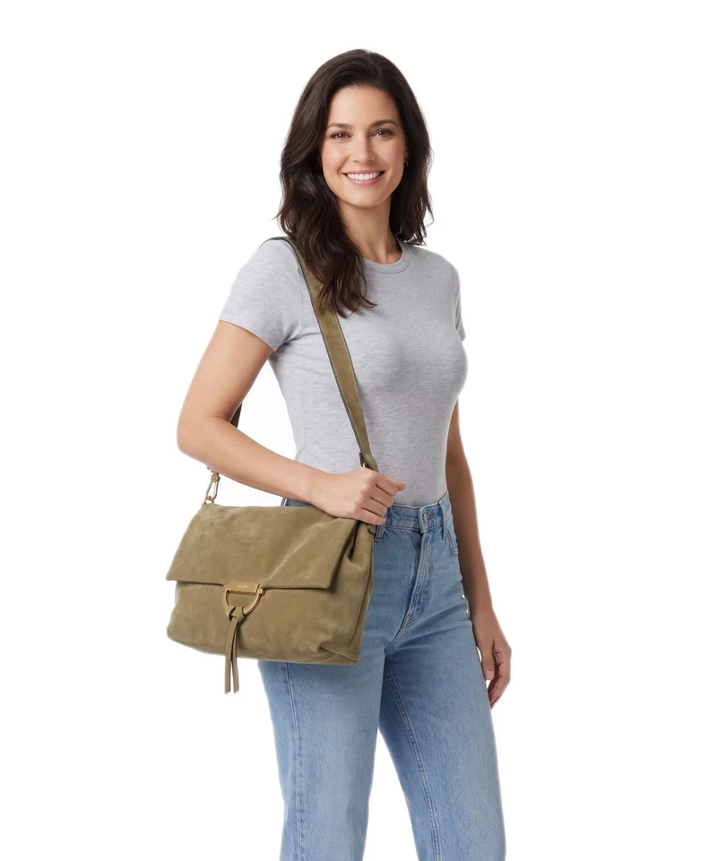 Abro Suede Temi Medium Sac porté épaule mud