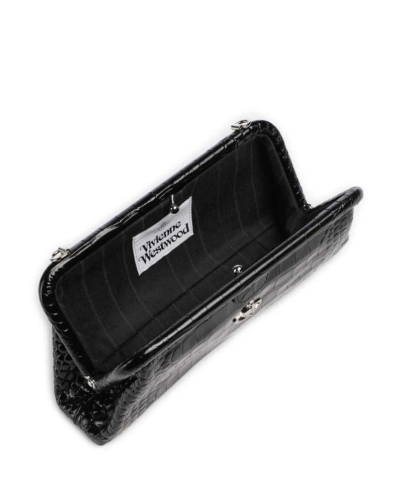 Vivienne Westwood Jane Frame Embossed Croc Sac porté épaule black