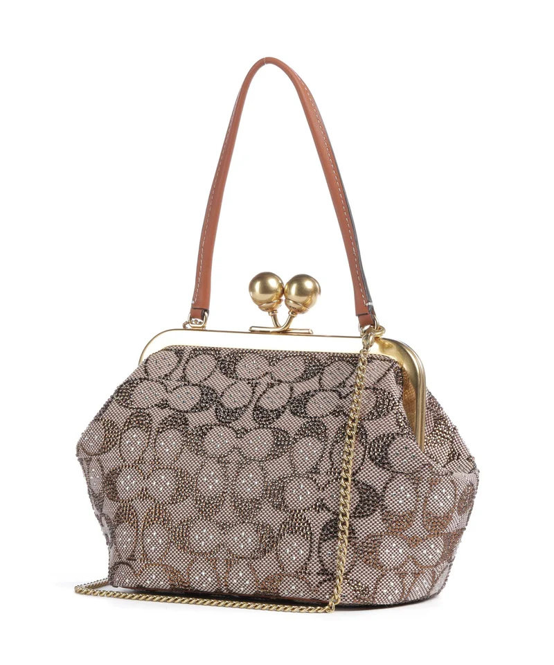 Coach Kisslock Frame Crystal Signature Jacquard Sac à main burnished amber