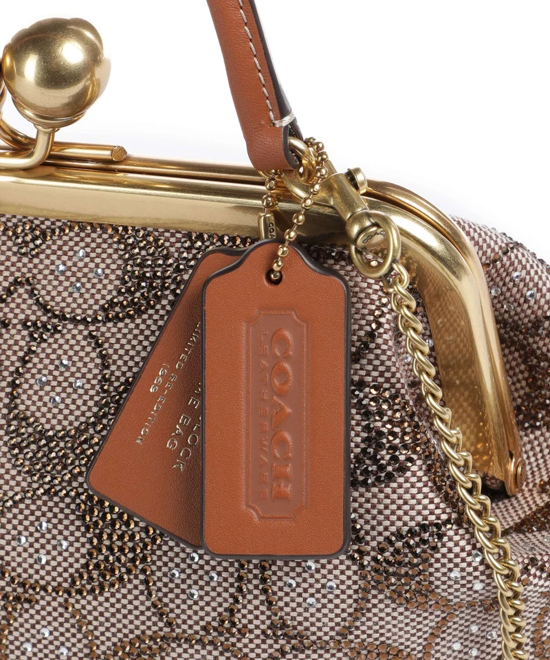 Coach Kisslock Frame Crystal Signature Jacquard Sac à main burnished amber