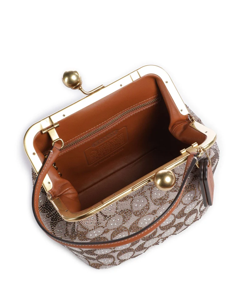 Coach Kisslock Frame Crystal Signature Jacquard Sac à main burnished amber