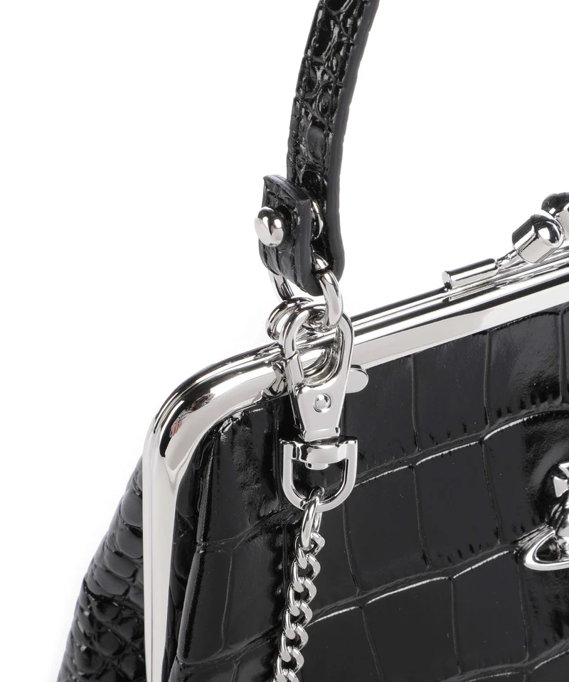 Vivienne Westwood Granny Frame Embossed Croc Sac à main black