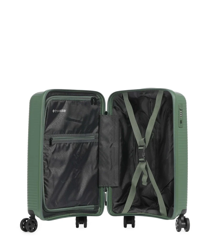 Travelite Air Stripe Slim Valise 4 roues green