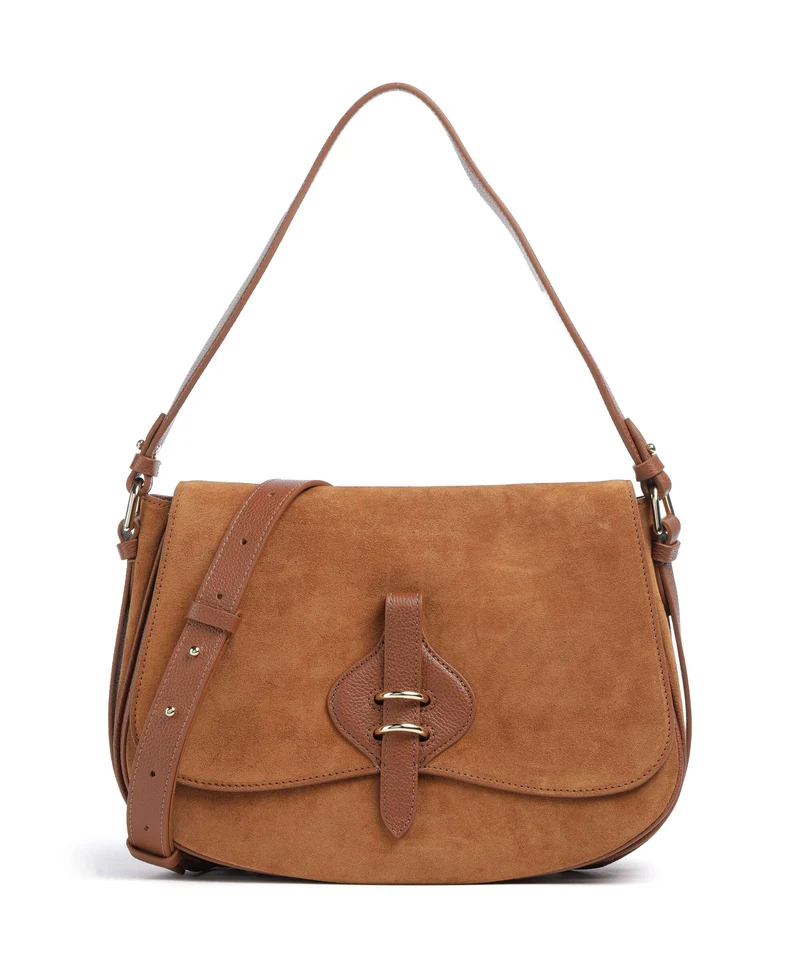 Coccinelle Mavery Suede Sac porté épaule cognac