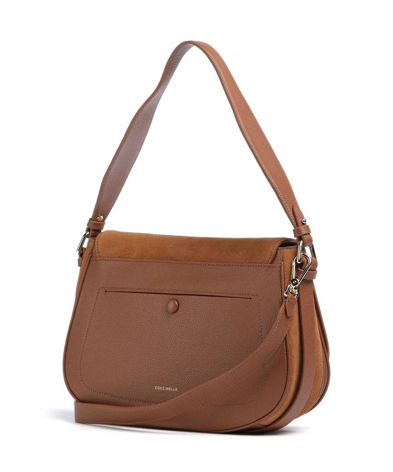 Coccinelle Mavery Suede Sac porté épaule cognac