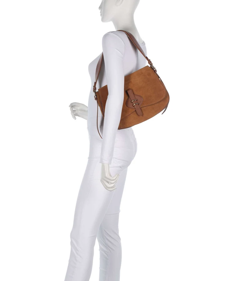 Coccinelle Mavery Suede Sac porté épaule cognac