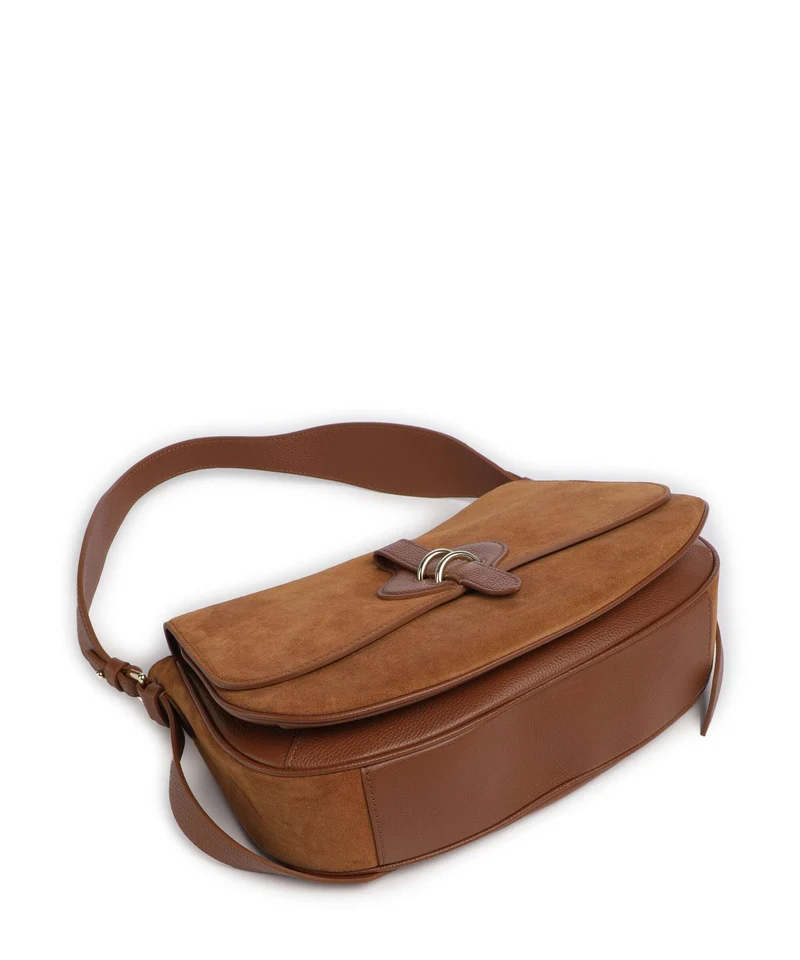 Coccinelle Mavery Suede Sac porté épaule cognac