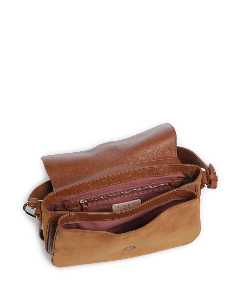 Coccinelle Mavery Suede Sac porté épaule cognac
