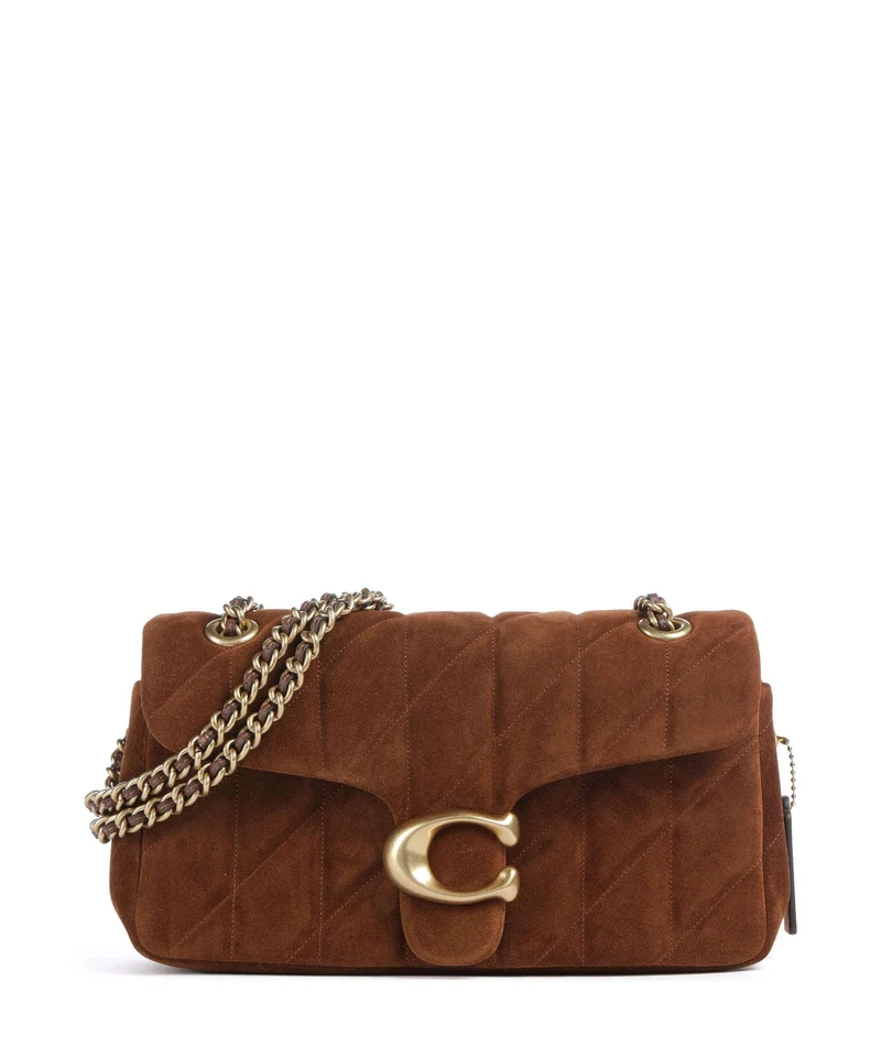 Coach Tabby Quilted Suede 26 Sac porté épaule warm brown