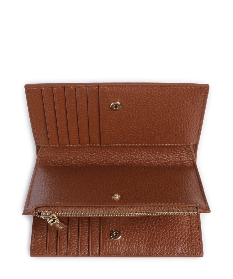 Coccinelle Metallic Soft Portefeuille cognac