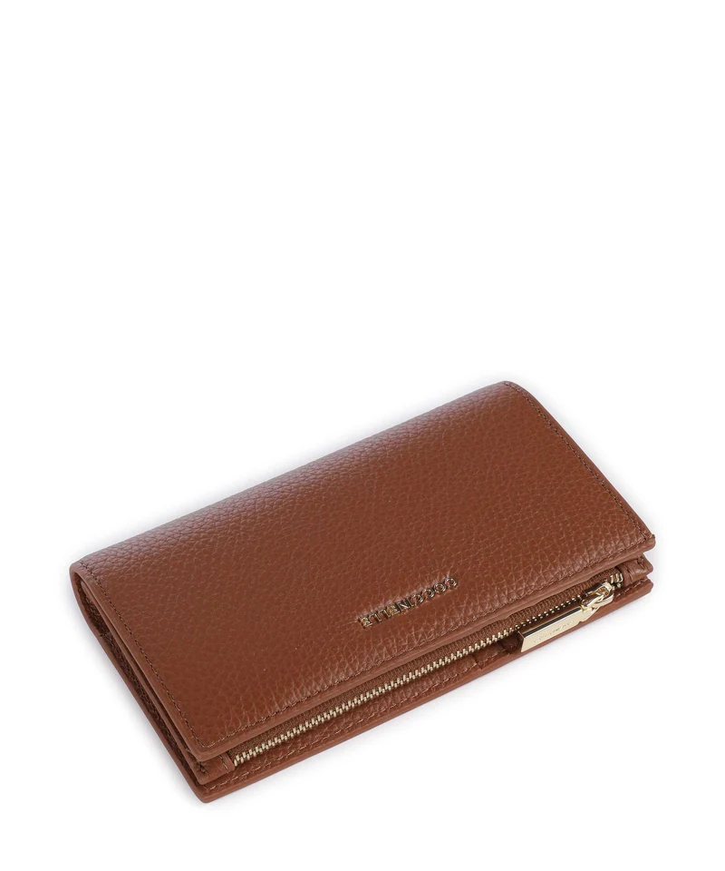 Coccinelle Metallic Soft Portefeuille cognac